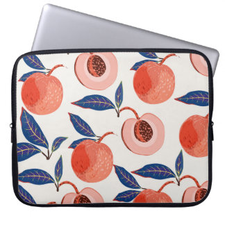 Pfirsiche Apricot Blätter Creme Background Laptopschutzhülle