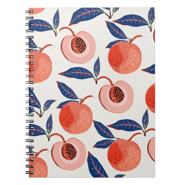 Pfirsiche Apricot Blätter Creme Background Notizblock (Vorderseite)