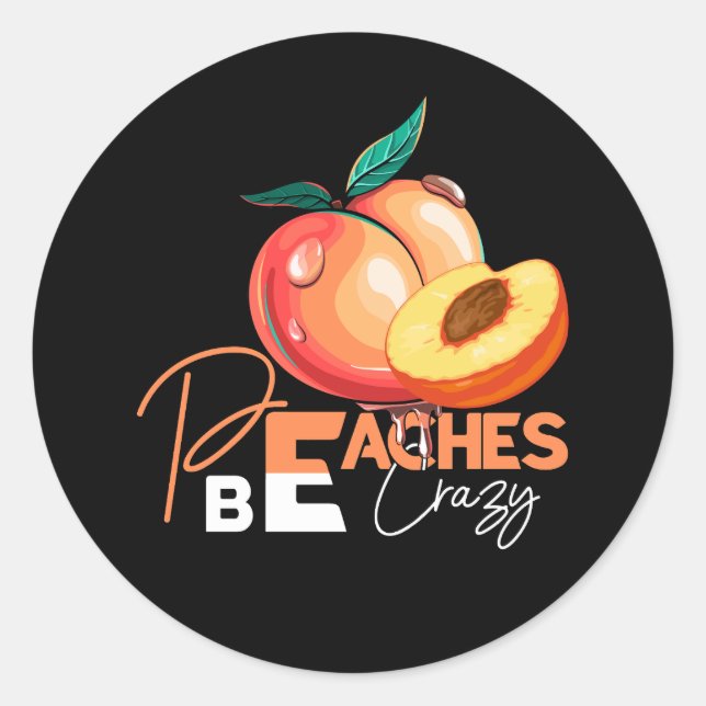 Pfirsiche Crazy Funny Funny Peach Pun Frucht Iccii Runder Aufkleber (Vorderseite)
