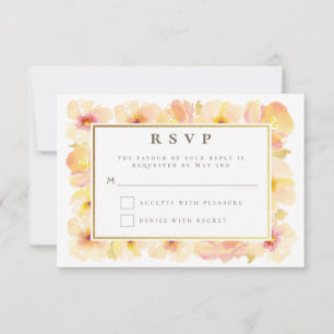 Pfirsiche Cream Gold Frame Wedding RSVP Einladung