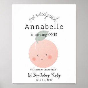 Pfirsiche & Cream Kawaii Girl Geburtstag Begrüßung Poster