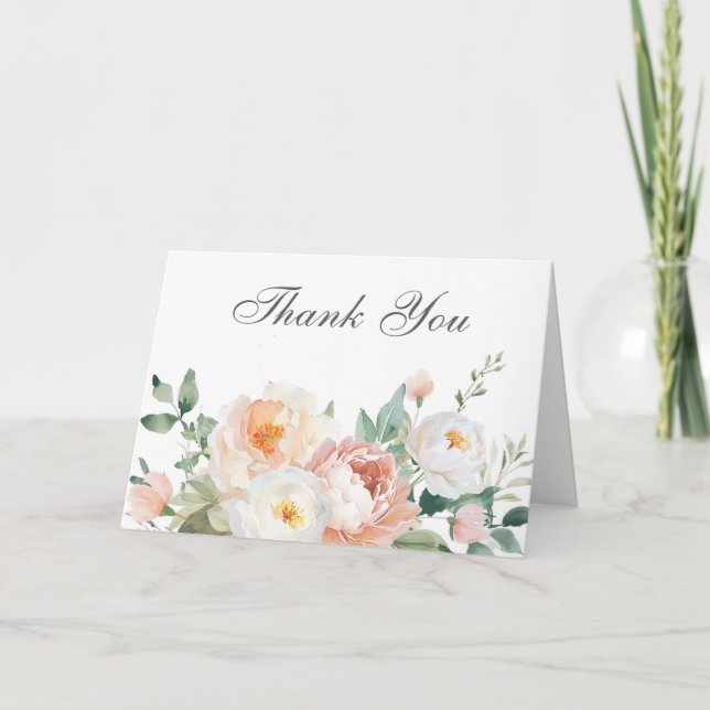 Pfirsiche & Creme Elegante Hochzeit oder Hochzeit Dankeskarte (Vorderseite)