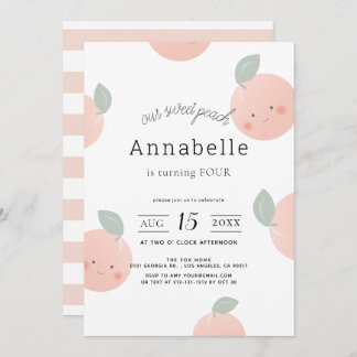 Pfirsiche & Creme Niedlich Kawaii Girl Geburtstag Einladung