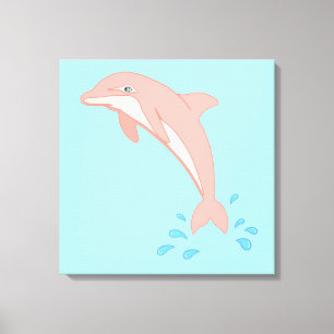 Pfirsiche der rosa Dolphin Leinwanddruck