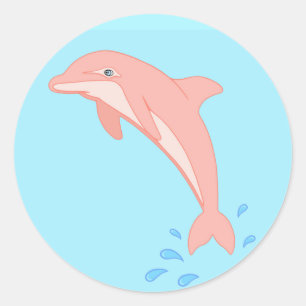 Pfirsiche der rosa Dolphin Runder Aufkleber