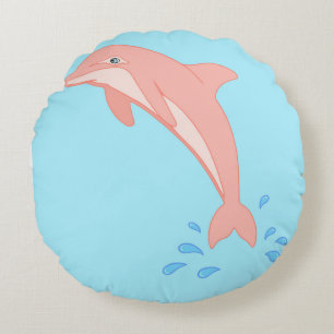 Pfirsiche der rosa Dolphin Rundes Kissen