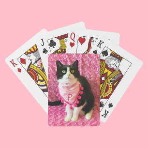 Pfirsiche der Tuxedo Katze Pink Bandana Spielkarte
