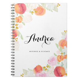 Pfirsiche Floral Personalisiertes Notebook Notizblock