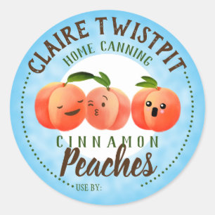 Pfirsiche für die Füllung von Obstpüree Zuhause-Ko Runder Aufkleber