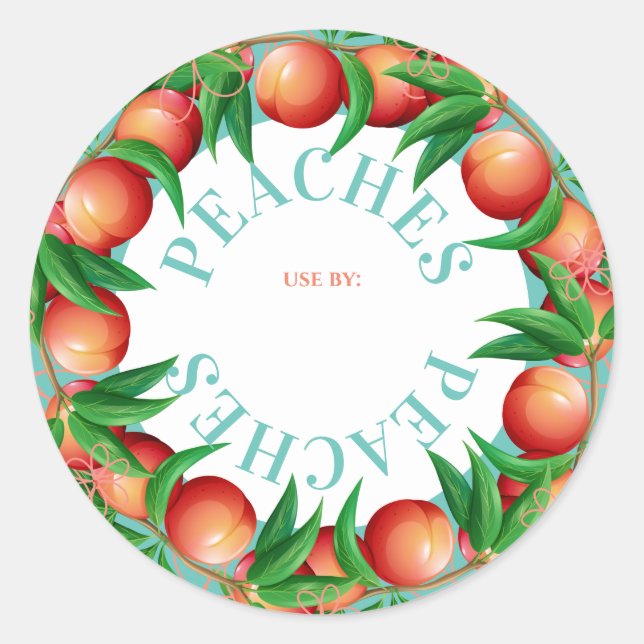 Pfirsiche mit Konservenkonserven Runder Aufkleber (Vorderseite)