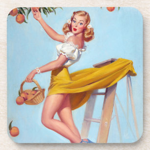 Pfirsiche Pin Up Getränkeuntersetzer