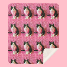 Pfirsiche Tuxedo Cat Medium Sherpa Blanket