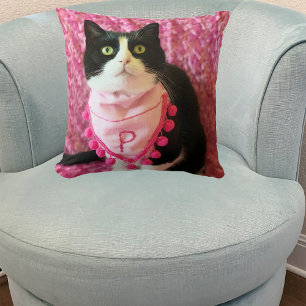 Pfirsiche Tuxedo Kat Pink Pillow Kissen