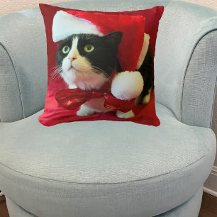 Pfirsiche Tuxedo Katze Weihnachtskissen Kissen