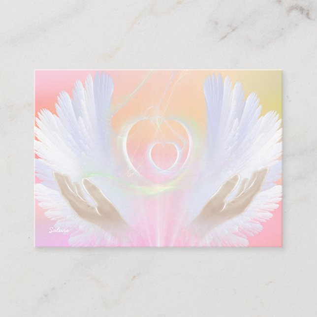 Pfirsiche und Cream Angel Wings Healing Card Visitenkarte (Vorderseite)