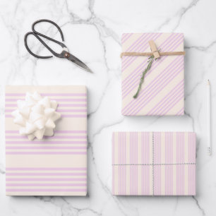 Pfirsiche und creme 5 Streifen Muster Geschenkpapier Set