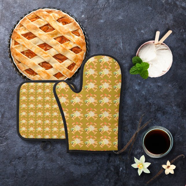 Pfirsiche und Eiscreme Ofenhandschuh & Topflappen-Set (Von Creator hochgeladen)