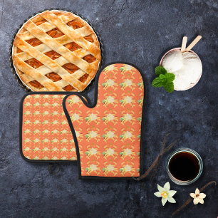 Pfirsiche und Eiscreme Ofenhandschuh & Topflappen-Set