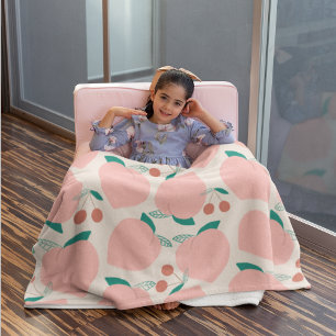 Pfirsiche und Rote Kirschen Fruchtmuster Sherpadecke