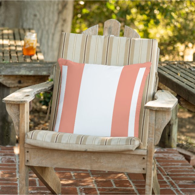 Pfirsiche + weißer Farbblock Kissen (Stuhl )