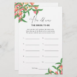 Pfirsiche - Wie alt war die Braut, um ein Spiel zu