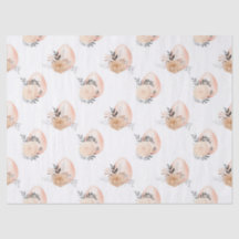 Pfirsicheier und Blume auf der weißen Decoupage