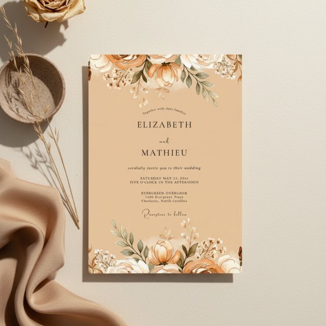Pfirsichernte-Blütenhochzeit Einladung (Von Creator hochgeladen)