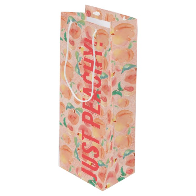 Pfirsichfarben Geschenktüte Für Weinflaschen (Vorderseite Schrägansicht)