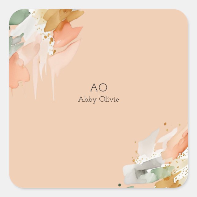 Pfirsichfarben Quadratischer Aufkleber (Vorderseite)