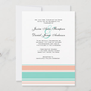 Pfirsichfarben und Pfirsichstreifen zum Hochzeitse Einladung