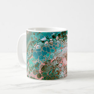 Pfirsichfarben und türkisfarbene Acrylsäure Abstra Kaffeetasse