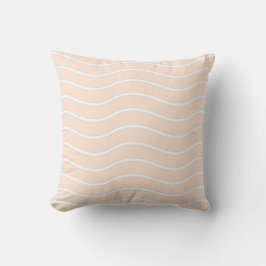 Pfirsichfarben und Weiße Wavy Lines Design Kissen