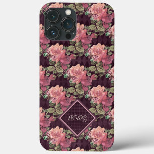 Pfirsichfarbene Blume für das Monogramm Lila Diam Case-Mate iPhone Hülle