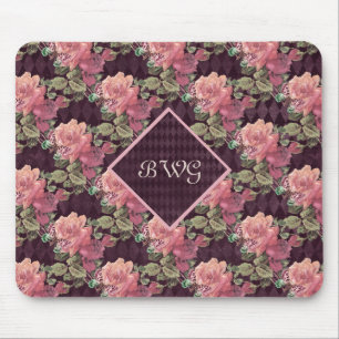 Pfirsichfarbene Blume für das Monogramm Lila Diam Mousepad