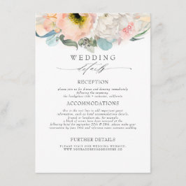 Pfirsichfarbene Blume Hochzeitsinformationen Begleitkarte