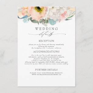 Pfirsichfarbene Blume Hochzeitsinformationen Begleitkarte