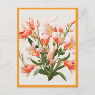 PFIRSICHFARBENE BLUMEN #1 POSTKARTE