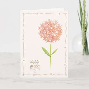 Pfirsichfarbene Blumenaquarellkarte Karte