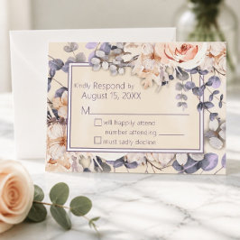 Pfirsichfarbene Blumenkarte RSVP Karte
