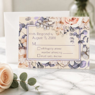 Pfirsichfarbene Blumenkarte RSVP Karte