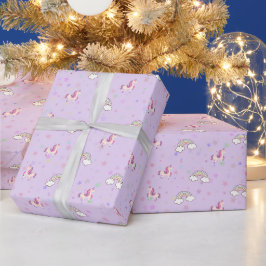 Pfirsichfarbene Einhorn-Himmel-Geschenkverpackungs Geschenkpapier
