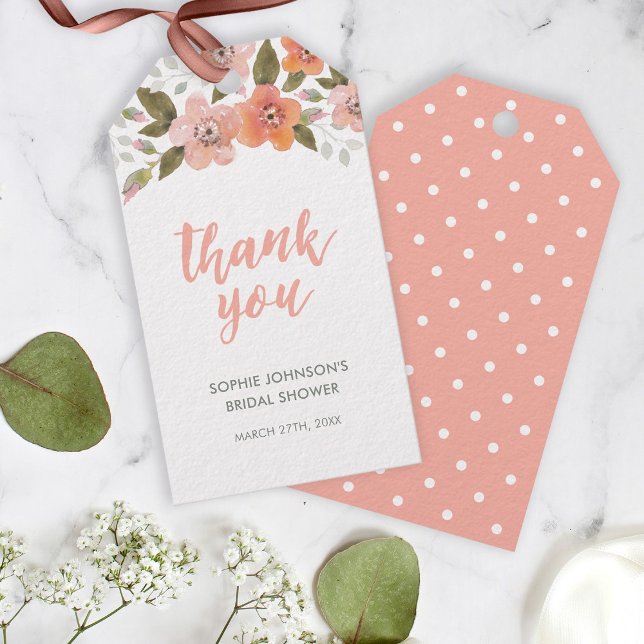 Pfirsichfarbene Floral Vielen Dank für jede Verans Geschenkanhänger (Von Creator hochgeladen)