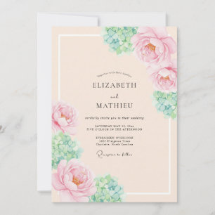 Pfirsichfarbene Florale Hochzeit Einladung