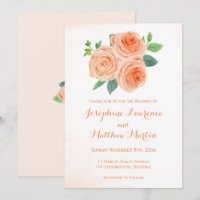 Pfirsichfarbene Hochzeitseinladungen für Rose