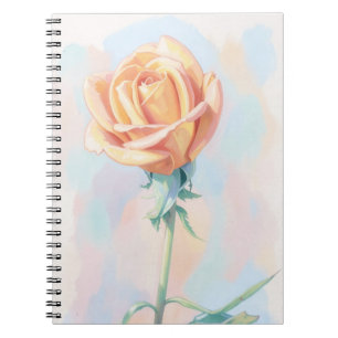 Pfirsichfarbene Orange Rosenblume Florale Kunst No Notizblock