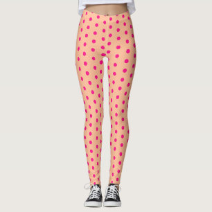 Pfirsichfarbene Polka-Punkte Retromuster niedlich Leggings