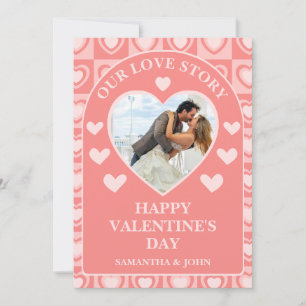 Pfirsichfarbene Retro-Herzen Valentinsgeschenk Fot Feiertagskarte