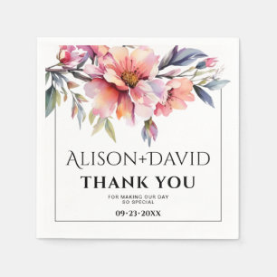 Pfirsichfarbene Rhododendron-Blüten-Typografie-Hoc Serviette