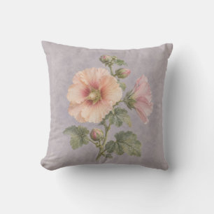 Pfirsichfarbene rosa Stockrosen Flieder Botanische Kissen