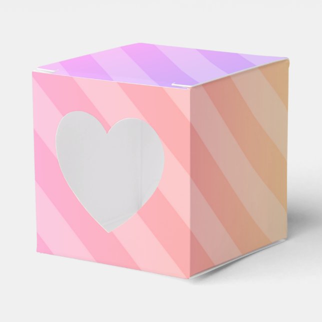 Pfirsichfarbene, rosa und Lila Streifen Geschenkschachtel (Vorderseite)